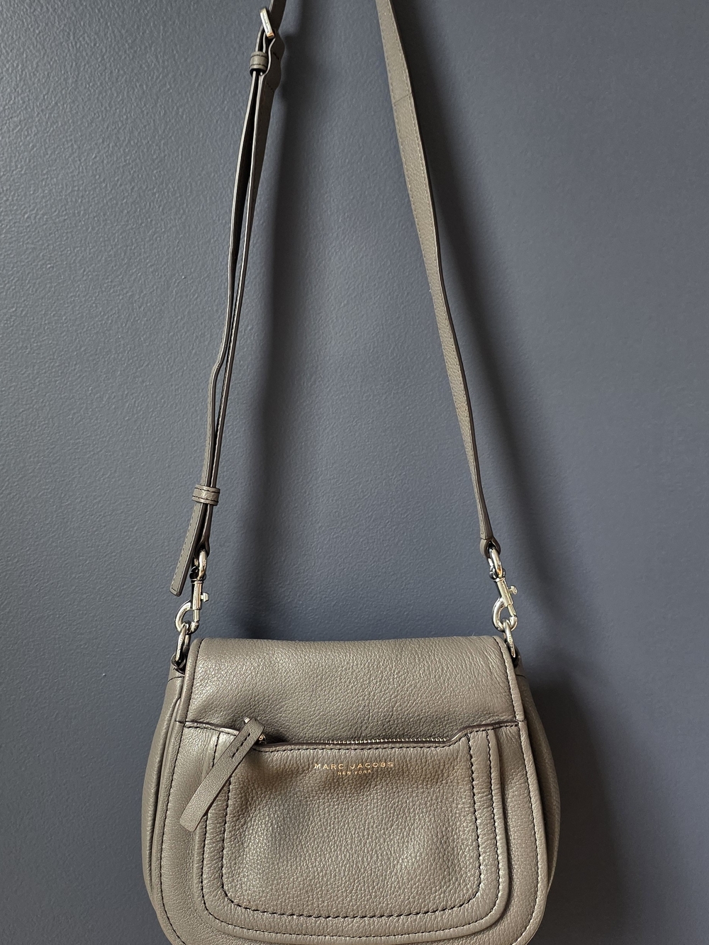 Marc Jacobs Grey Leather Crossbody Saddle Bag